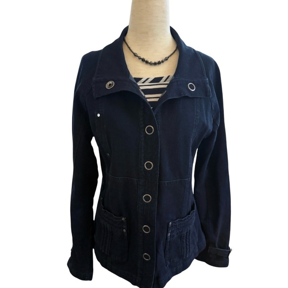 Coldwater Creek Jackets & Blazers - Nautical Stretch Coldwater Creek Denim Dark Blue Utility Snap Jacket
